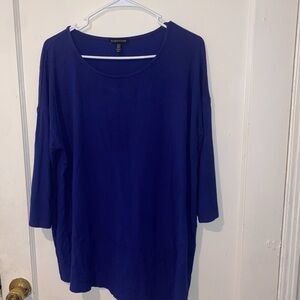 Eileen Fisher Purple Tunic Womens Medium Long Sleeve Asymmetrical Relaxed Office